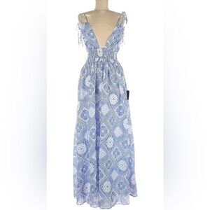 Lulu's Light Blue Patterned Maxi Dress-NWT